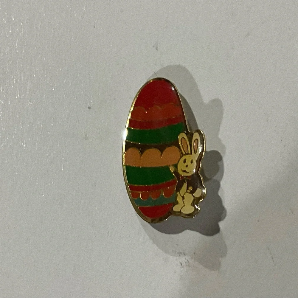 Vintage Easter Rabbit Egg Lapel Pin